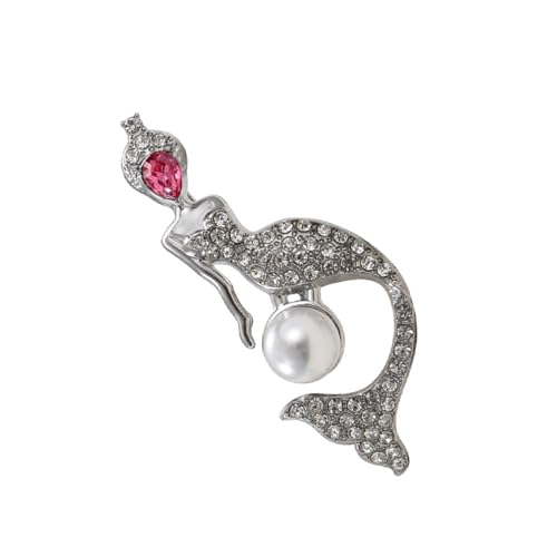 CHIZISX Modische Anstecknadel mit Strasssteinen und Meerjungfrauen-Motiv, tropfendes Öl-Design, kontrastierendes Accessoire für Party-Kostüme von CHIZISX