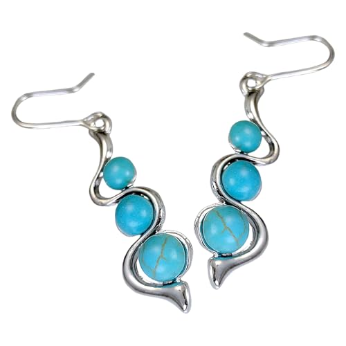 CHIZISX Modische geschwungene Ohrringe mit blauen Edelsteinen, tragbare und bequeme Dekoration für den täglichen Gebrauch, Einheitsgröße, Metall + Naturstein, Kein Edelstein CHIZISX Modische geschwungene Ohrringe mit blauen Edelsteinen, tragbare und bequeme Dekoration für den täglichen Gebrauch, Einheitsgröße, Metall + Naturstein, Kein Edelstein von CHIZISX