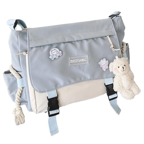 CHIZISX Modische schwarze Nylon-Umhängetasche, weiche und bequeme Schultertasche, für den täglichen Gebrauch, Nylon-Handtasche, blau, One Size von CHIZISX