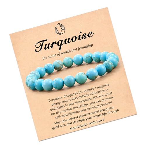 CHIZISX Natürliches Perlenarmband Für Erfolg Und Kreativität Unisex Steinperlen Schmuck Verstellbare Stretch Armband Und Kartenangest von CHIZISX