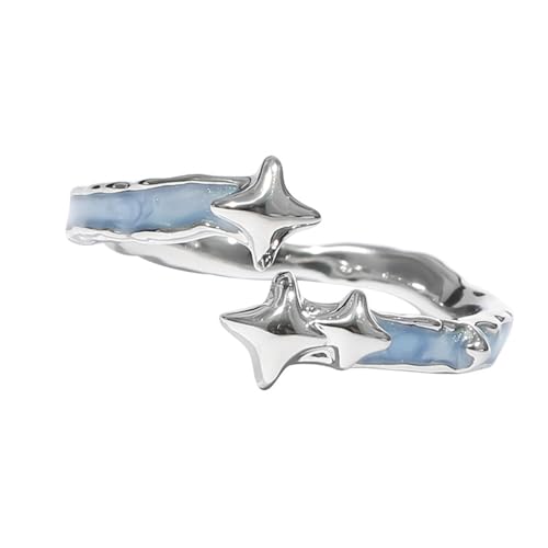 CHIZISX Practical Artistics Blaue emaillierte stabile Legierungsringe mit Planeten-Designs für Modebegeisterte, stilvolle Outfits von CHIZISX