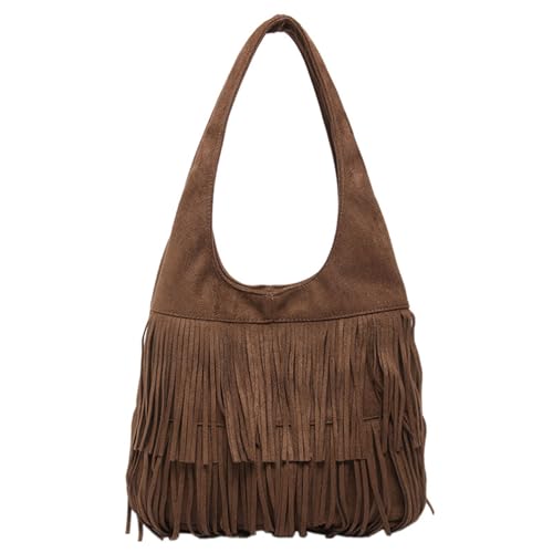 CHIZISX Praktische Umhängetasche Retro Quasten Weiche Handtasche Top Händel Vintage Unterarmtaschen Mit Multi Funktionsfächern Täglicher Käufer von CHIZISX