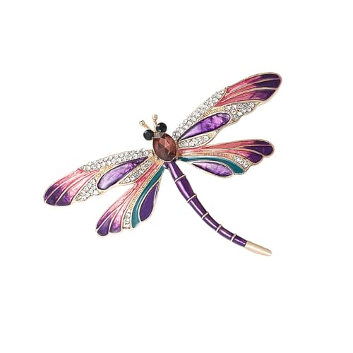 CHIZISX Retro-Brosche mit Libellen-Kristallen, elegantes Revers-Accessoire mit Strasssteinen und Tiermotiven für Damen und Mädchen, Modeschmuck von CHIZISX