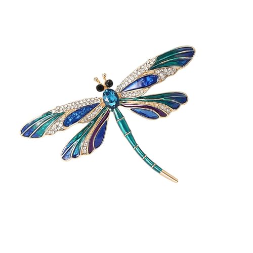 CHIZISX Retro-Brosche mit Libellen-Kristallen, elegantes Revers-Accessoire mit Strasssteinen und Tiermotiven für Damen und Mädchen, Modeschmuck von CHIZISX
