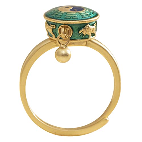 CHIZISX Ringe für Frauen, drehbar, buddhistisches tibetisches Muster, Radfinger, Glück, verstellbar, Kupfer, Kein Edelstein von CHIZISX