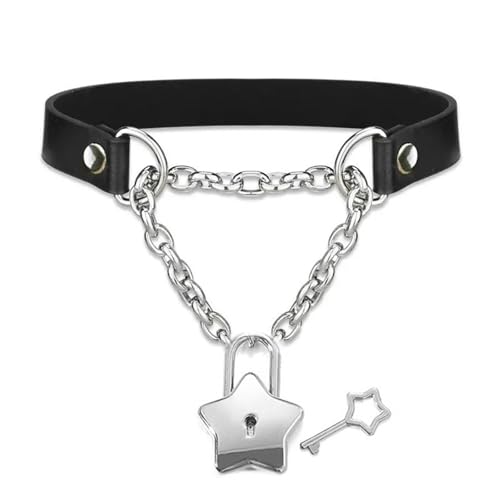 CHIZISX Schwarze Damen-Halskette aus PU-Leder mit Vorhängeschloss, Herzanhänger, verstellbare Kette, Lederstruktur für den täglichen Gebrauch, Einheitsgröße, Edelstahl, Kein Edelstein CHIZISX Schwarze Damen-Halskette aus PU-Leder mit Vorhängeschloss, Herzanhänger, verstellbare Kette, Lederstruktur für den täglichen Gebrauch, Einheitsgröße, Edelstahl, Kein Edelstein von CHIZISX