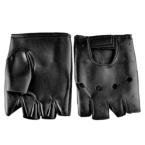 CHIZISX Steampunk Gothic Hohle Halbfinger Fäustlinge Kunstleder Outdoor Sport Schwarz Fingerlose Fahr Handschuhe von CHIZISX
