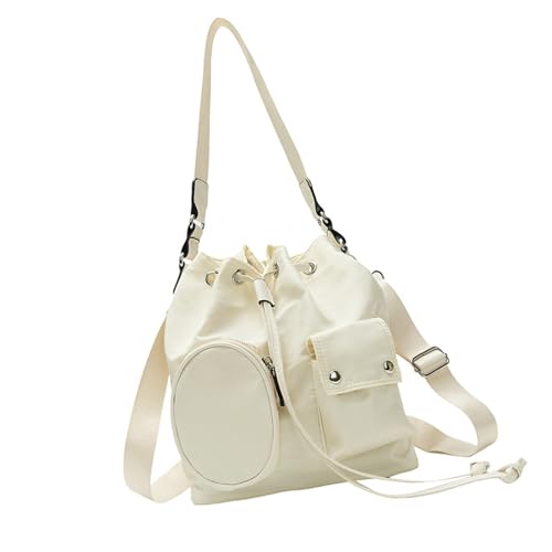CHIZISX Trendy Nylon Crossbody Eimerbeutel Einfacher Rundschaltzug Multi Taschen Schulterhandtasche Geldbörse Für Frauen Täglich Verwenden Koreanische Crossbody Tasche Koreanische Stil von CHIZISX