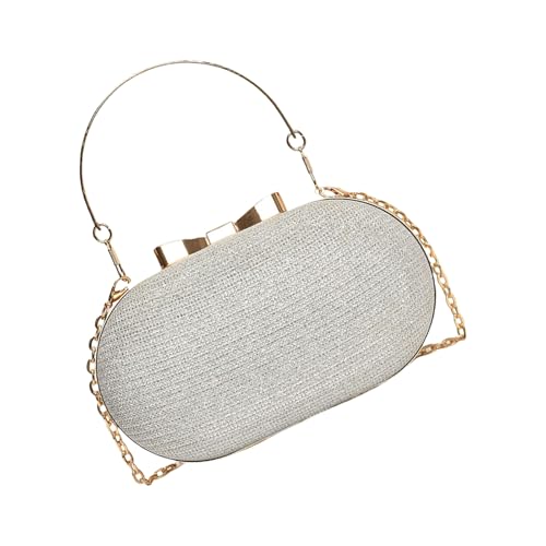 Damen-Abendtasche, Schultertasche, modische Umhängetasche, Handtasche mit Kette, für Braut, Hochzeit, Party, Abschlussball, Abendtasche, silber, One Size Damen-Abendtasche, Schultertasche, modische Umhängetasche, Handtasche mit Kette, für Braut, Hochzeit, Party, Abschlussball, Abendtasche, silber, One Size von CHIZISX