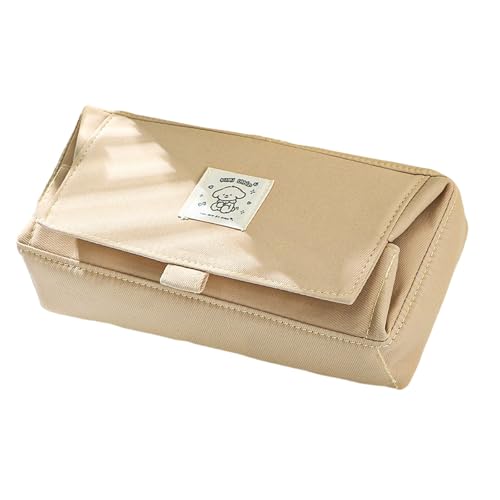 Federmäppchen aus Segeltuch mit großem Fassungsvermögen, Mehrzweck-Stiftbeutel, Reise-Make-up-Tasche für Kinder und Erwachsene, braun von CHIZISX