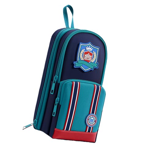 Große Kapazität Federmäppchen Tragbare Reise Bleistifte Beutel mit mehreren Fächern Stift-Organizer für Schulbedarf Vintage Federmäppchen Box, blau von CHIZISX