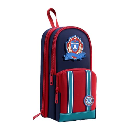 Große Kapazität Federmäppchen Tragbare Reise Bleistifte Beutel mit mehreren Fächern Stift-Organizer für Schulbedarf Vintage Federmäppchen Box, rot von CHIZISX