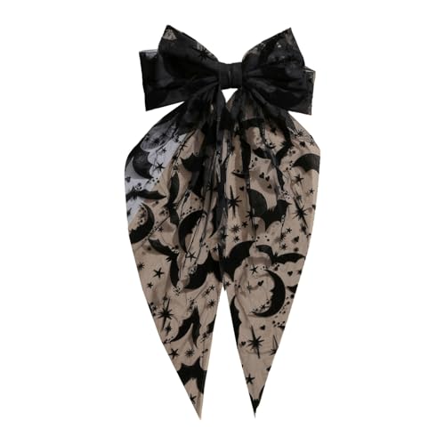 Halloween Fledermaus Haarnadel Spitze Haarspangen Damen Mädchen Kostüm Party Dekoration Tüll Schleier Haarspange mit Stickerei Gothic Spitze Haarschleifen Halloween von CHIZISX