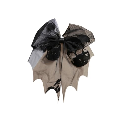 Halloween Fledermaus Haarnadel Spitze Haarspangen Damen Mädchen Kostüm Party Dekoration Tüll Schleier Haarspange mit Stickerei Gothic Spitze Haarschleifen Halloween von CHIZISX