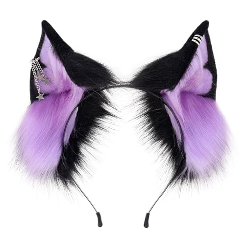 Handgefertigtes Kunstpelztier Ohr Haarband Plüsch Cosplay Haarschmuck für Frauen Mädchen Party Plüsch Katzenohren Haarschmuck von CHIZISX