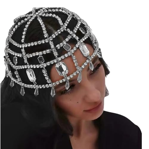 Luxuriöse glitzernde Strass-Haarkette mit Quasten-Design für Abendkleider und besondere Anlässe von CHIZISX