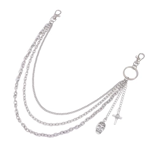 Punk Fransen Schädel Taille Kette für Erwachsene Unisex Hosen Charm Kette Jeans Hiphop Tanzen Casual Wallet Jeans von CHIZISX