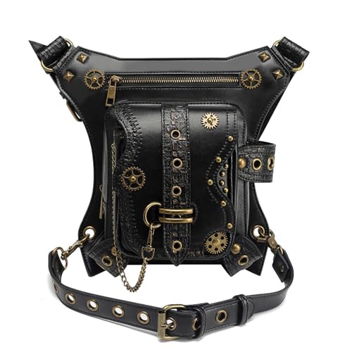 Punk-Gürteltasche mit Ösen, Schultertasche, Hüfttasche, Damen, PU-Leder, lässige Geldbörse für Damen, lässig, Geldbörse, Geldbörse, Steampunk Punk-Gürteltasche mit Ösen, Schultertasche, Hüfttasche, Damen, PU-Leder, lässige Geldbörse für Damen, lässig, Geldbörse, Geldbörse, Steampunk von CHIZISX
