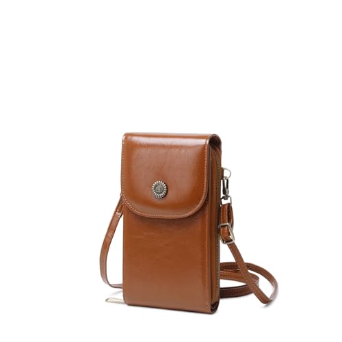 CHJIEXDEC Kleine Umhängetasche für Damen, Handy-Geldbörse, RFID-blockierend, Schultertasche, Geldbörse mit Kreditkartenfächern, Braun, Handy-Geldbörse, RFID-blockierend, Schultertasche, Geldbörse mit von CHJIEXDEC