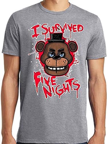 Men's T-Shirt Feel Soft FNAF I Survived Five Nights at Freddy's Adult T-Shirt Men T-Shirt Grey XL von CHJIGBAG