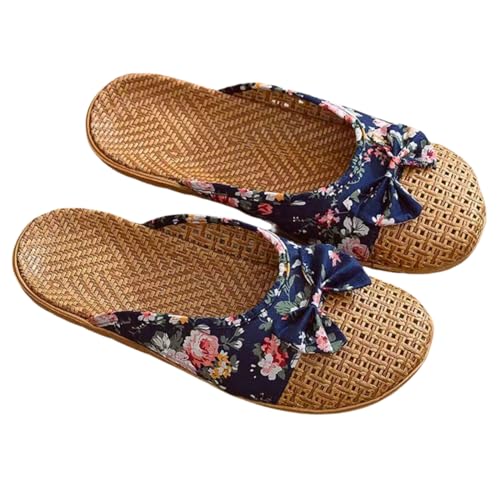 CHJING Sommerhausschuhe damen Sommer Gras Paar Sandalen Für Herren Haus Innenboden Leinen Hausschuhe Für Frauen Haus-A-37/38 von CHJING