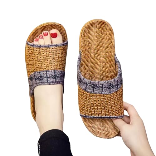 CHJING Sommerhausschuhe damen Sommer Gras Paar Sandalen Für Herren Haus Innenboden Leinen Hausschuhe Für Frauen Haus-C-39/40 von CHJING