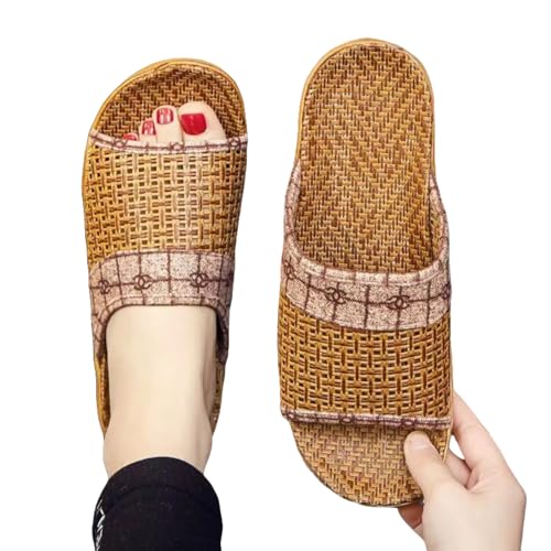 CHJING Sommerhausschuhe damen Sommer Gras Paar Sandalen Für Herren Haus Innenboden Leinen Hausschuhe Für Frauen Haus-D-37/38 von CHJING