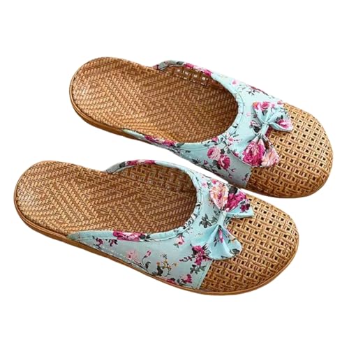 CHJING Sommerhausschuhe damen Sommer Gras Paar Sandalen Für Herren Haus Innenboden Leinen Hausschuhe Für Frauen Haus-F-35/36 von CHJING