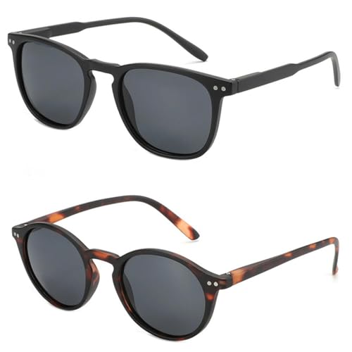 CHJING Sonnenbrille Herren Mode Polarisierte Sonnenbrille Männer Frauen Retro Runde Sonnenbrillen Brillenschatten-2Pcs_B von CHJING