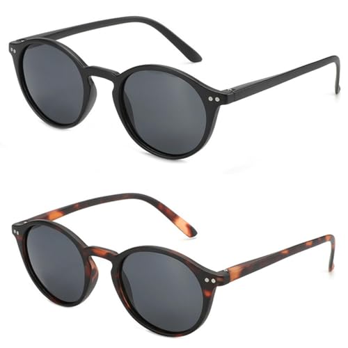 CHJING Sonnenbrille Herren Mode Polarisierte Sonnenbrille Männer Frauen Retro Runde Sonnenbrillen Brillenschatten-2Pcs von CHJING