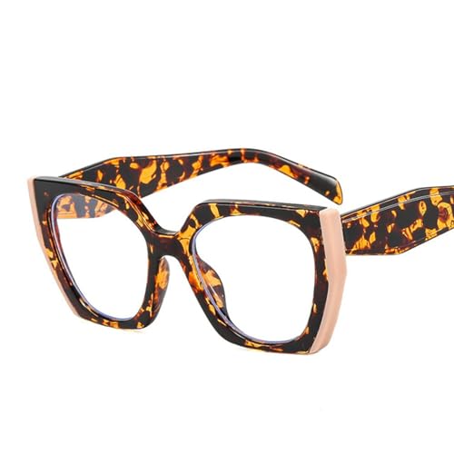 CHJING Sonnenbrille Herren Mode Unregelmäßige Quadratische Sonnenbrille Für Frauen Männer Retro Moderne Katzenauge Damen Sonnenbrille-Leopard Pin-Wie Das Bild von CHJING