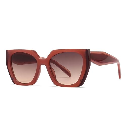 CHJING Sonnenbrille Herren Mode Unregelmäßige Quadratische Sonnenbrille Für Frauen Männer Retro Moderne Katzenauge Damen Sonnenbrille-Roter Stift-Wie Das Bild von CHJING
