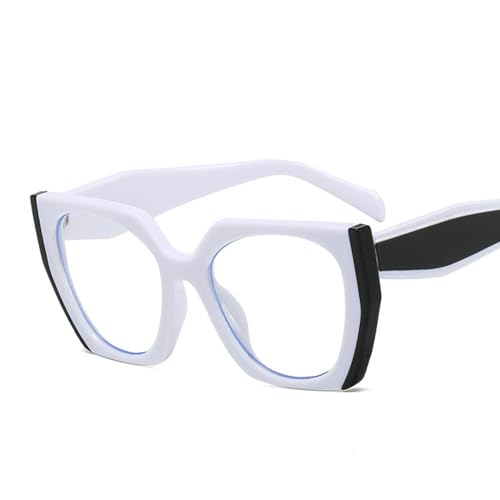 CHJING Sonnenbrille Herren Mode Unregelmäßige Quadratische Sonnenbrille Für Frauen Männer Retro Moderne Katzenauge Damen Sonnenbrille-Weiß Schwarz-Wie Das Bild von CHJING