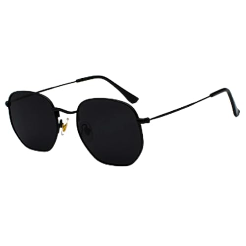 CHJING Sonnenbrille Herren Polygon Sonnenbrille Metall Sonnenbrille Kleine Rahmen Quadratische Sonnenbrille Für Männer Frauen Uv -Schutz-B-Black von CHJING