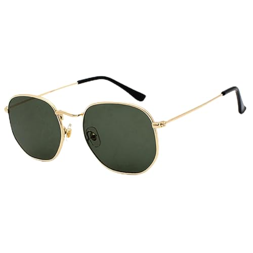 CHJING Sonnenbrille Herren Polygon Sonnenbrille Metall Sonnenbrille Kleine Rahmen Quadratische Sonnenbrille Für Männer Frauen Uv -Schutz-B-Dark Green von CHJING