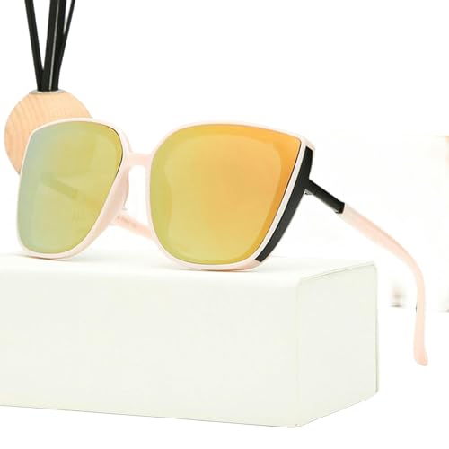 CHJING Sonnenbrille Herren Sonnenbrille Frauen Modische Katzenauge Sonnenbrille Weibliche Outdoor -Einkaufsschatten Männer Fahren Brillen-Beige Gelb-Wie Das Bild Gezeigt von CHJING