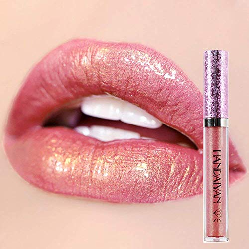 Lip gloss Metallischer Diamant Lipstick Flüssiger Funkeln Schimmer Lippenstift Nonstick Schalen Make-up Lippenglanz (B) von CHJUZI