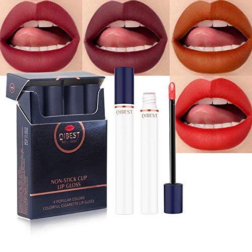 CHJUZI Liquid Cigarette Lip Gloss-Set, 4 Farben Mattes, Langlebiges, Wasserdichtes, Hochpigmentiertes Lippenstift-Set aus Samt von CHJUZI
