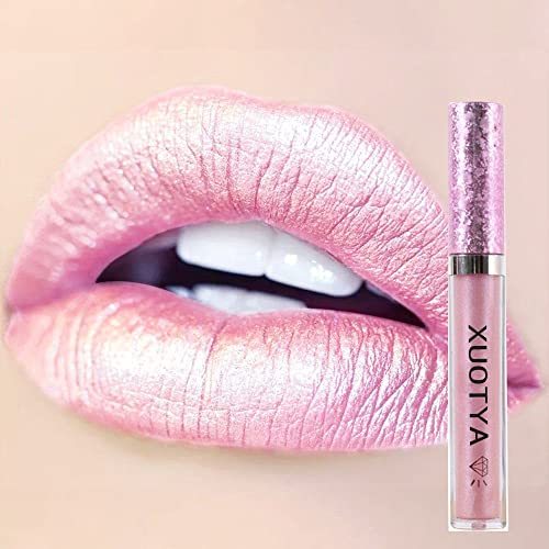 Metallic Diamond Liquid Glitter Shimmer Lippenstift Nonstick Cup Makeup Lip Gloss (A) von CHJUZI