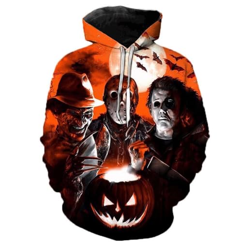 Jason Voorhees Kostüm Halloween Horror Movie Michael Myers Cosplay Hoodie 3D Jacke Pullover Sweatshirt, Farbe 2, Large von CHLOBLOM