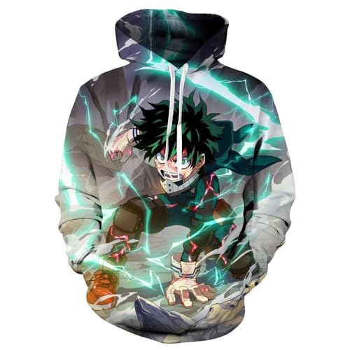Midoriya Izuku Deku Cosplay Kostüm One for All Hoodie Pullover Sweatshirt - Grün - Large von CHLOBLOM