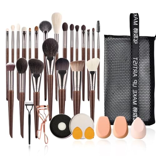 Natürliches Make-up-Pinsel-Set, Lidschatten-Make-up-Pinsel, Ziegenhaar-Set (22 Stück - 3) von CHNAONE