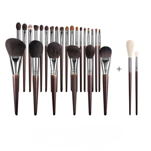 Natürliches Make-up-Pinsel-Set, Lidschatten-Make-up-Pinsel, Ziegenhaar-Set (24 Stück + Geschenk) von CHNAONE