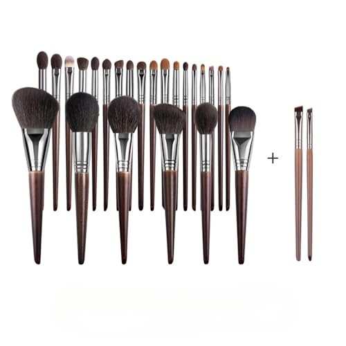 Natürliches Make-up-Pinsel-Set, Lidschatten-Make-up-Pinsel, Ziegenhaar-Set (24 Stück + Geschenk2) von CHNAONE