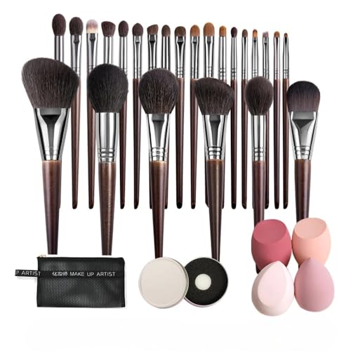 Natürliches Make-up-Pinsel-Set, Lidschatten-Make-up-Pinsel, Ziegenhaar-Set (24 Stück + alle) von CHNAONE