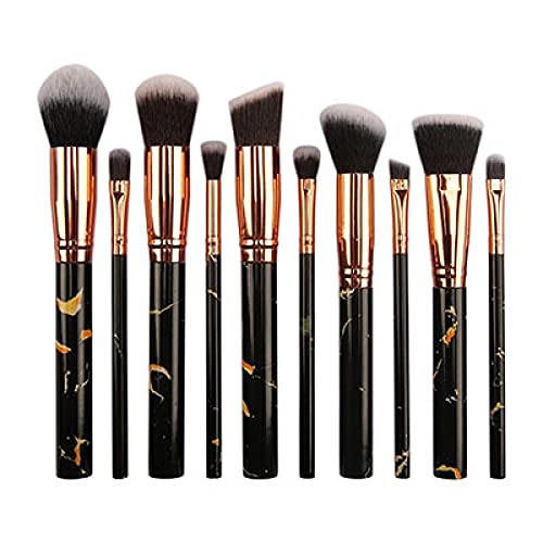 10 Marmor Muster Make-up Pinsel Set Foundation Pinsel Lidschatten Concealer Rouge Pinsel Set Make-up Pinsel Werkzeug Kit Schwarz von CHNNO1