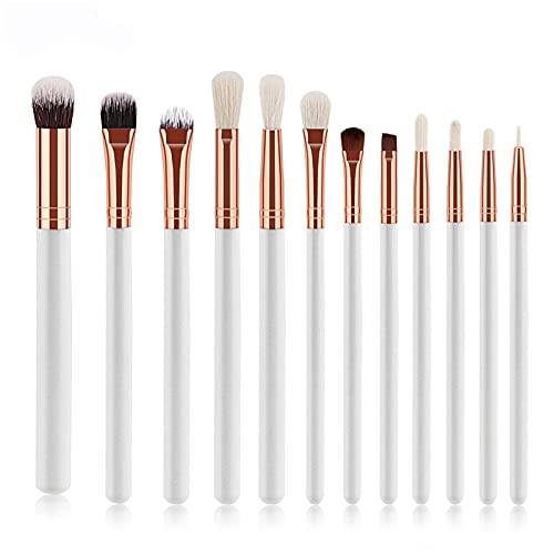 12-teiliges Augen-Make-up-Pinsel-Set, Lidschatten mit Holzgriff, Augenbrauen-Eyeliner, gemischter Puderapplikator, weiß von CHNNO1