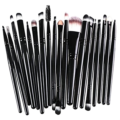 20 Stück Make-up Pinsel Kunststoff Griff Weich Synthetisches Haar Puder Foundation Lidschatten Make-up Pinsel Kosmetik Schwarz von CHNNO1