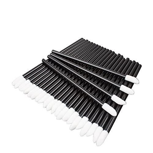 50 Einweg Kosmetik Lippenpinsel Lippenstift Lippenstift Lipgloss Stick Pen Cleaner Applikator Lidschatten Glanz Make-up Pinsel Werkzeug Schwarz von CHNNO1