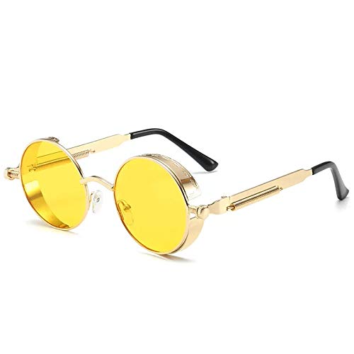 CHNNO1 Klassische Gothic Steampunk Sonnenbrille Designer Herren und Damen Retro Runde Metallrahmen Sonnenbrille UV400, Farbe 12 von CHNNO1